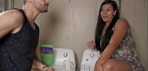  Big ass Latina Jolla seduces a married gay man and fucks him in the laundry room